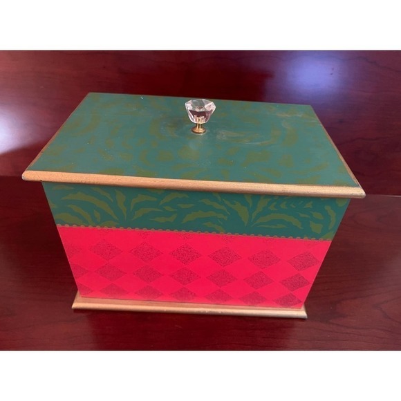 Decorative Wood Christmas Card Box With Doorknob Handle 9.5"L x 6.5"H x 6"W - Picture 2 of 11
